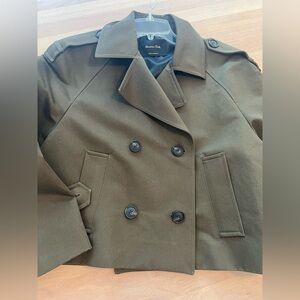 Massimo Dutti trench coat cropped jacket M khaki green